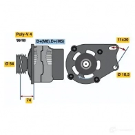 Генератор BOSCH Fiat Bravo (182) 1 Хэтчбек 1.2 16V 80 87 л.с. 1998 – 2001 0986048630 259468H 48 63