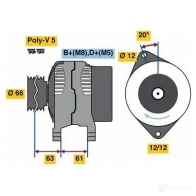 Генератор BOSCH 80 28 Fiat Tempra (159) 2 Седан 1.8 i.e. (159.AZ) 90 л.с. 1993 – 1996 0986080280 H8VN1