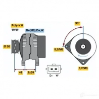 Генератор BOSCH Audi A3 (8L) 1 1996 – 2003 0123510065 NC (R) 14V 70-120A 95HIJ0