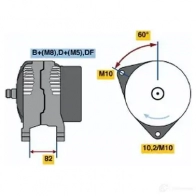 Генератор BOSCH Audi A8 (D2) 1 1994 – 2002 0123520026 NC (-) 14V 90/150A P02KTS