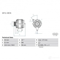 Генератор BOSCH JO5ZE9T 0986083520 333509 835 2 - Изображение 2
