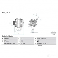 Генератор BOSCH 8 351 LYNYH 333508 0986083510 - Изображение 2