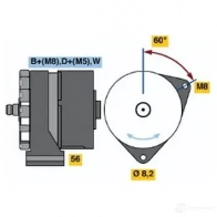 Генератор BOSCH 0O8WC9 0120468080 N1 (-) 14V 40/100A Volkswagen Transporter (T4) 4 Фургон 2.4 D 78 л.с. 1990 – 1998