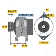 Генератор BOSCH 0986047781 DJHZPZ Fiat Marea (185) 1 Универсал 2.0 155 20V 154 л.с. 1999 – 2003 477 8