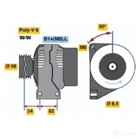 Генератор BOSCH 3RYYK Volvo S80 1 (184) Седан 2.4 T 200 л.с. 2000 – 2006 0986044900 449 0