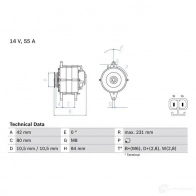 Генератор BOSCH 498 7 YJLQK 0986049870 333224