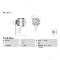 Генератор BOSCH 3B85L 0986082040 333400 82 04 - Изображение 2