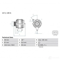 Генератор BOSCH 8 386 INJT80 Opel Astra (J) 4 Универсал 1.7 CDTI (35) 131 л.с. 2010 – 2015 0986083860