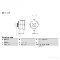 Генератор BOSCH 332678 0986041940 419 4 DOO8K1