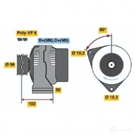 Генератор BOSCH 6TU1W NC (R) 14V 70-115A 0123510102 305205