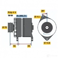 Генератор BOSCH 0986036780 Fiat Tempra (159) 2 Седан 1.8 i.e. (159.AZ) 90 л.с. 1993 – 1996 5G5E6JP 367 8