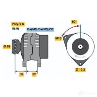 Генератор BOSCH C6TR4HE Audi A6 (C4) 1 Универсал 2.3 Quattro 133 л.с. 1994 – 1995 0986039690 396 9