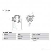 Генератор BOSCH 0986039180 T7QI860 332457 3 918