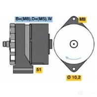 Генератор BOSCH BXU1296A 304820 K1 (-) 14V 20/95A 0120484011 - Изображение 5