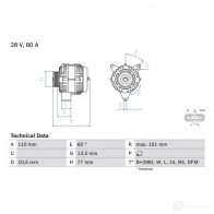 Генератор BOSCH 332722 TCUP2 0986042380 423 8 - Изображение 2