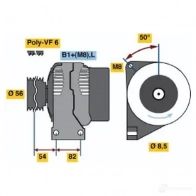 Генератор BOSCH 0124625024 P10 (<) 14V 100/160A IR154A0 305666 - Изображение 6