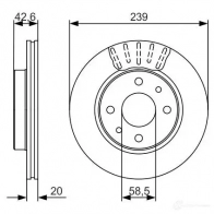 Тормозной диск BOSCH E1 90 R - 02C0349/0119 0986479082 Lada Granta (2190) 1 Седан 1.6 87 л.с. 2014 – 2024 BD1653