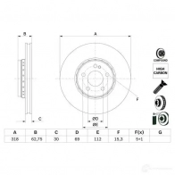 Тормозной диск BOSCH 0986479g34 8IDH7K 1 Mercedes C-Class (W205) 4 Седан 2.0 C 200 (2042) 184 л.с. 2013 – 2024