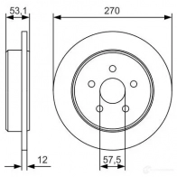Тормозной диск BOSCH 0986479b08 Chrysler PT Cruiser 1 (PT) Универсал 2.4 GT 223 л.с. 2003 – 2010 E1 90 R - 02C0357/0207 BD 2009