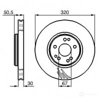 Тормозной диск BOSCH 0986478792 B D698 8GEF7U Mercedes SL-Class