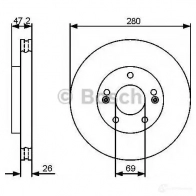 Тормозной диск BOSCH E1 90 R - 02C0074/0280 0986479460 BD1324 339701 - Изображение 6