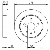 Тормозной диск BOSCH 0986479047 Suzuki SX4 (EY, GY) 1 Хэтчбек 1.6 VVT (RW 416) 120 л.с. 2009 – 2024 BD1651 E1 90 R - 02C0355/0244