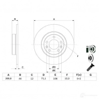 Тормозной диск BOSCH BD1 657 KMV46YH 0986479130 339410 - Изображение 2