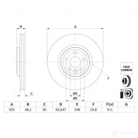 Тормозной диск BOSCH 0986479g32 3BC I9G3 Land Rover Range Rover Velar