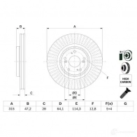 Тормозной диск BOSCH Honda CR-V 4 (RM) Кроссовер 1.6 i DTEC 4WD 160 л.с. 2015 – 2025 0986479f12 BD 2757 9OOGV