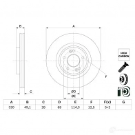 Тормозной диск BOSCH 0986479f35 Kia Sorento (UM) Prime 3 Кроссовер 3.3 4WD 266 л.с. 2015 – 2025 NO HFQ