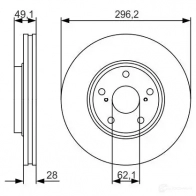 Тормозной диск BOSCH 0986479r28 BD1763 Lexus RX (XU10) 1 1998 – 2003 E1 90R-02C0349/0283