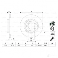 Тормозной диск BOSCH E1 90 R -02C0348/0001 BD493 0986478571 339026 - Изображение 6