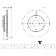 Тормозной диск BOSCH Porsche Boxster (981) 3 Кабриолет 3.4 GTS 330 л.с. 2014 – 2024 0986479r11 4MNGW B D1746