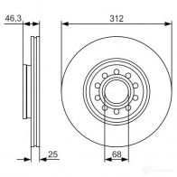 Тормозной диск BOSCH BD1919 E1 90R-02C0411/0952 0986479s23 340428 - Изображение 4