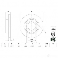 Тормозной диск BOSCH 0986479g19 Toyota Hilux (AN120, 30) 8 Пикап 2.7 (TGN111. TGN121. TGN136) 166 л.с. 2015 – 2024 PBVG NJ