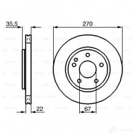 Тормозной диск BOSCH 1193479269 P7VXFY5 0986479b67 BD 2068 - Изображение 2