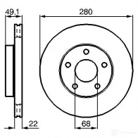 Тормозной диск BOSCH BD73 3 0986478833 VON985 Nissan Avenir (W11) 2 Универсал 2.0 145 л.с. 1997 – 2001