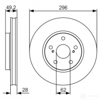 Тормозной диск BOSCH E1 90 R - 02C0074/0331 Toyota Crown (S180) 12 Седан 3.0 (GRS182) 256 л.с. 2003 – 2008 BD1960 0986479s40