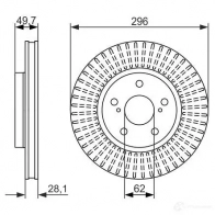 Тормозной диск BOSCH 339849 BD1478 E1 90 R - 02C0074/0326 0986479633 - Изображение 2