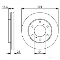 Тормозной диск BOSCH 340463 E1 90 R - 02C0074/0330 BD1950 0986479s63 - Изображение 2