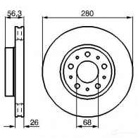Тормозной диск BOSCH E1 90 R - 02C0074/0303 BD243 0986478298 338837 - Изображение 5