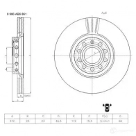 Тормозной диск BOSCH B D6861 TR3KM 343798 0986ab6861 - Изображение 5