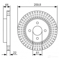 Тормозной диск BOSCH 3CEZF 0986479u02 Nissan March (K13) 4 Хэтчбек 2010 – 2020 1.6 S Flex 112 л.с. 2011 – наст. время BD240 7
