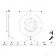 Тормозной диск BOSCH E1 90 R - 02C0074/0417 0986479190 BD1061 339455 - Изображение 5