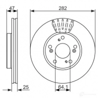 Тормозной диск BOSCH Honda Accord 6 (CH, CL) Хэтчбек 2.3 (CL4) 154 л.с. 2000 – 2002 0986479686 E1 90 R -02C0348/0197 BD1523