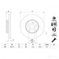 Тормозной диск BOSCH 0986479g43 54S KHZO Mercedes E-Class (A238) 5 Кабриолет 2.0 E 200 (2342) 184 л.с. 2017 – 2024