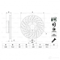 Тормозной диск BOSCH 0986479e12 Bmw 4 (F36) 1 Гранд Купе 3.0 440 i 360 л.с. 2016 – 2025 BD 2676 5I15WK