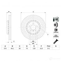 Тормозной диск BOSCH BD 2691 E1 90R 02C0481/0022 Bmw 7 (F01, F02, F03, F04) 5 Седан 4.4 750 i 450 л.с. 2012 – 2015 0986479e27