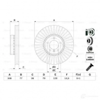 Тормозной диск BOSCH Bmw 6 (E63) 2 Купе 3.0 635 d 286 л.с. 2007 – 2010 BD 2684 E1 90R 02C0481/0020 0986479e20