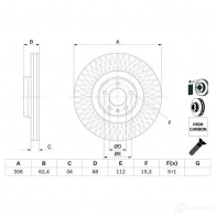 Тормозной диск BOSCH KRPF1X Audi A6 Allroad (C7) 4 2010 – 2018 BD264 0 0986479e39